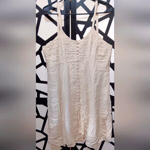 Henna - Embroidered Rayon Sleeveless Button-up Mini Dress - Yellow - OS